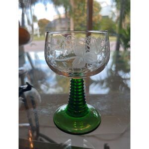 Vintage luminarc france wine congac glass‎ Green Ribbon Stemed